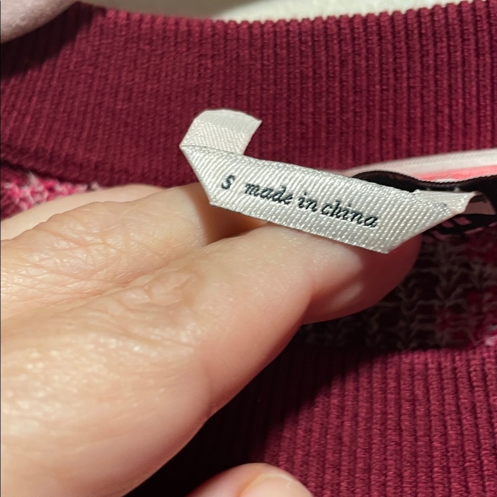 Kate Spade NY Mainline Marker Maroon with Pink Floral Puff Design Sweater - Picture 3 of 11